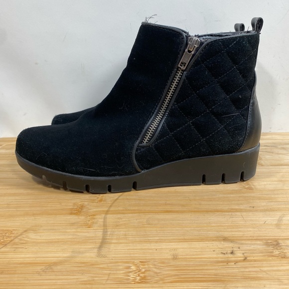 Sole sensibility flex sole black suede & leather quilted ankle boots winter warm - Picture 2 of 11
